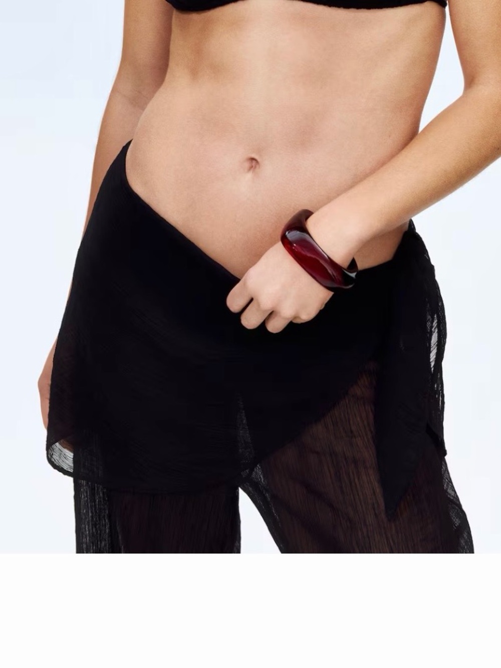 H&M NWT Black Sheer Wrap tie side Sarong pants swim Cover-Up - Picture 2 of 6